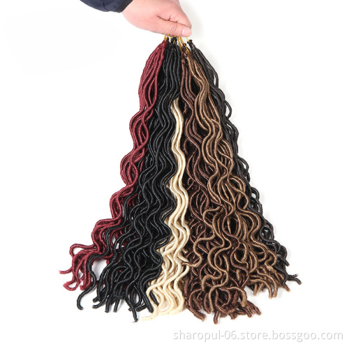 20 inch Wavy Goddess Faux Locs Crochet Synthetic Braiding Hair Soft Curly Faux locs